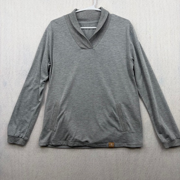 Hydra Active Tops - Emirates Hydra Active Shawl Collar Pullover Top Gray Women Medium EM0622